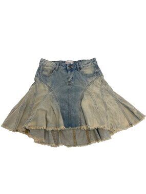 BDG Denim Midi Skirt, Frayed Hem, Size: XS-TP